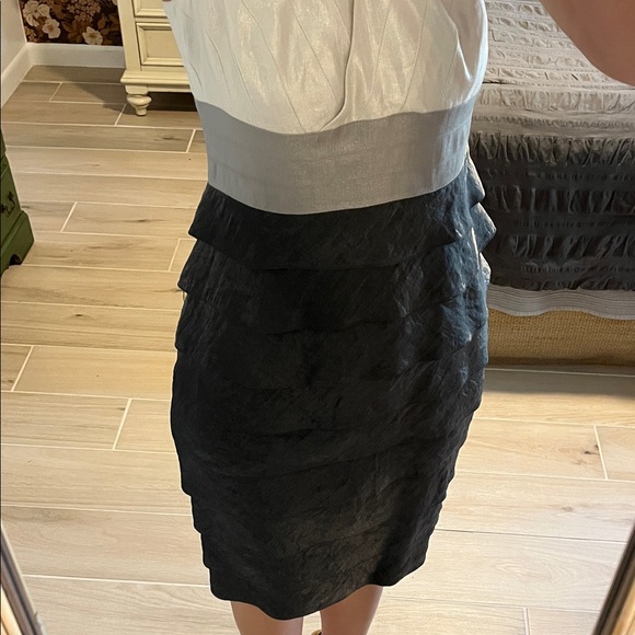 Adrianna Papell Black and White Layered Midi Dress - Picture 3 of 6